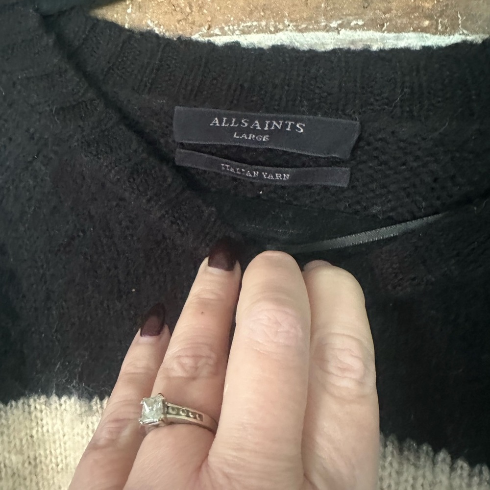 AllSaints women’s sweater Lou Striped sz Large - Picture 2 of 4